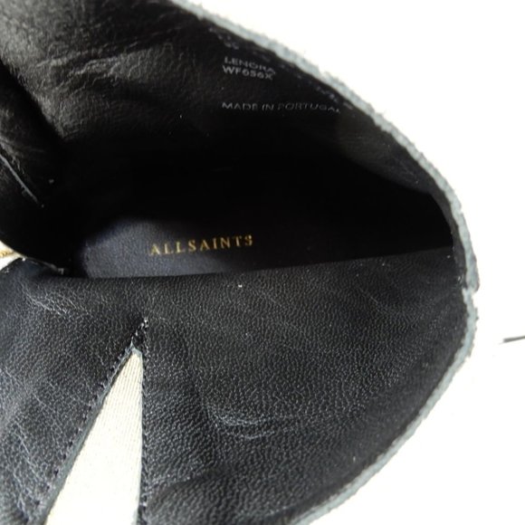 All Saints Lenora Heeled Ankle Boots Size 37 6.5 7 Stone Suede Leather NEW $349 - Picture 13 of 15